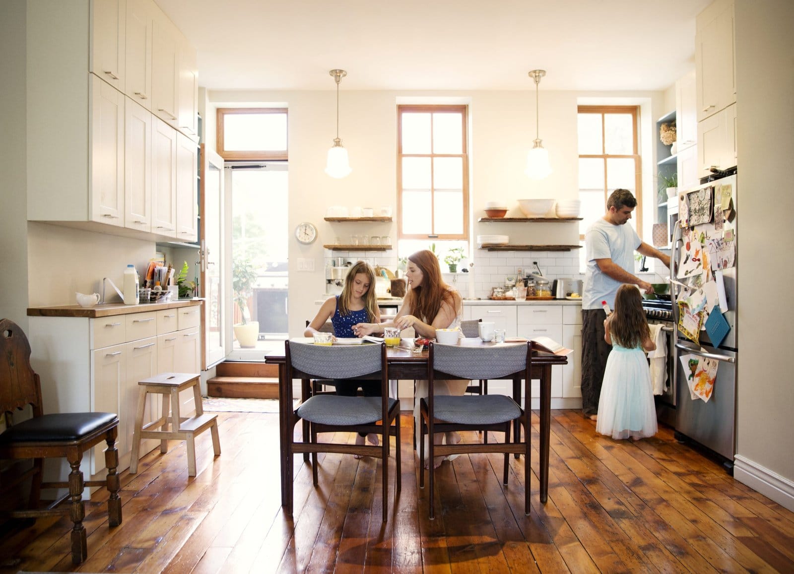 customers discussing boiler plans in a Sheffield kitchen
