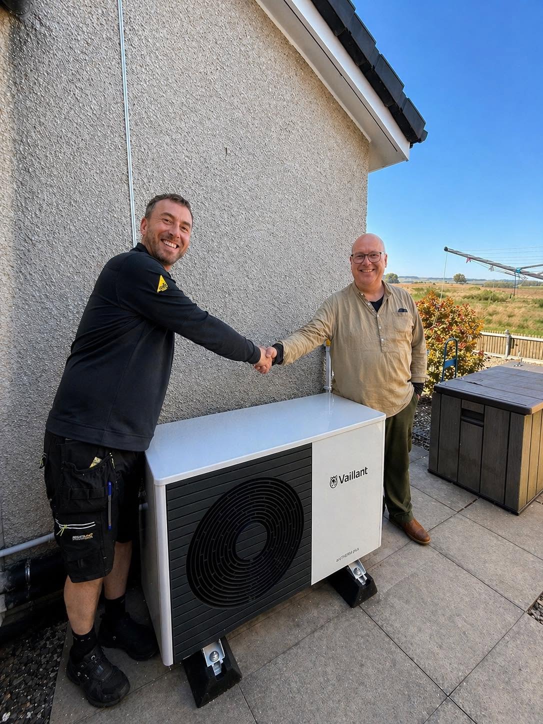 Heat Pump installation in Blackford Ryan at RCA with the happy customer